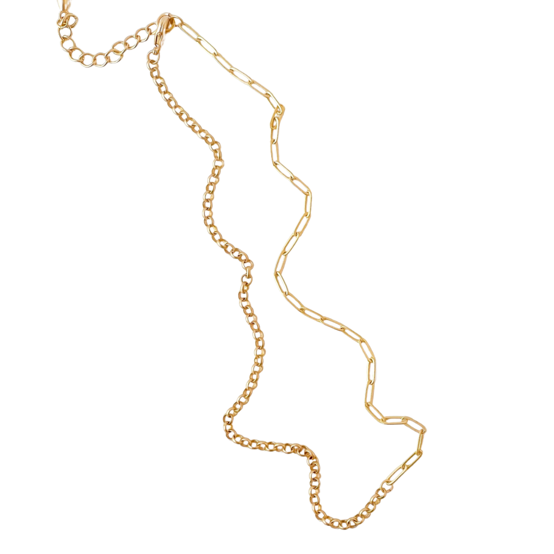 Two Style Dainty Gold Paperclip and Rolo Necklace