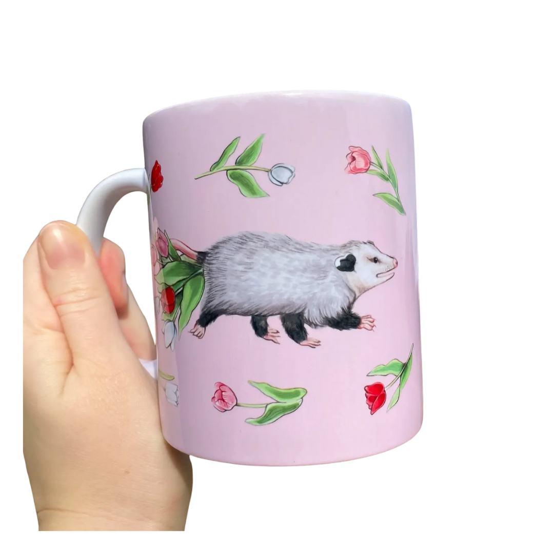 Opossums and Tulips Mug