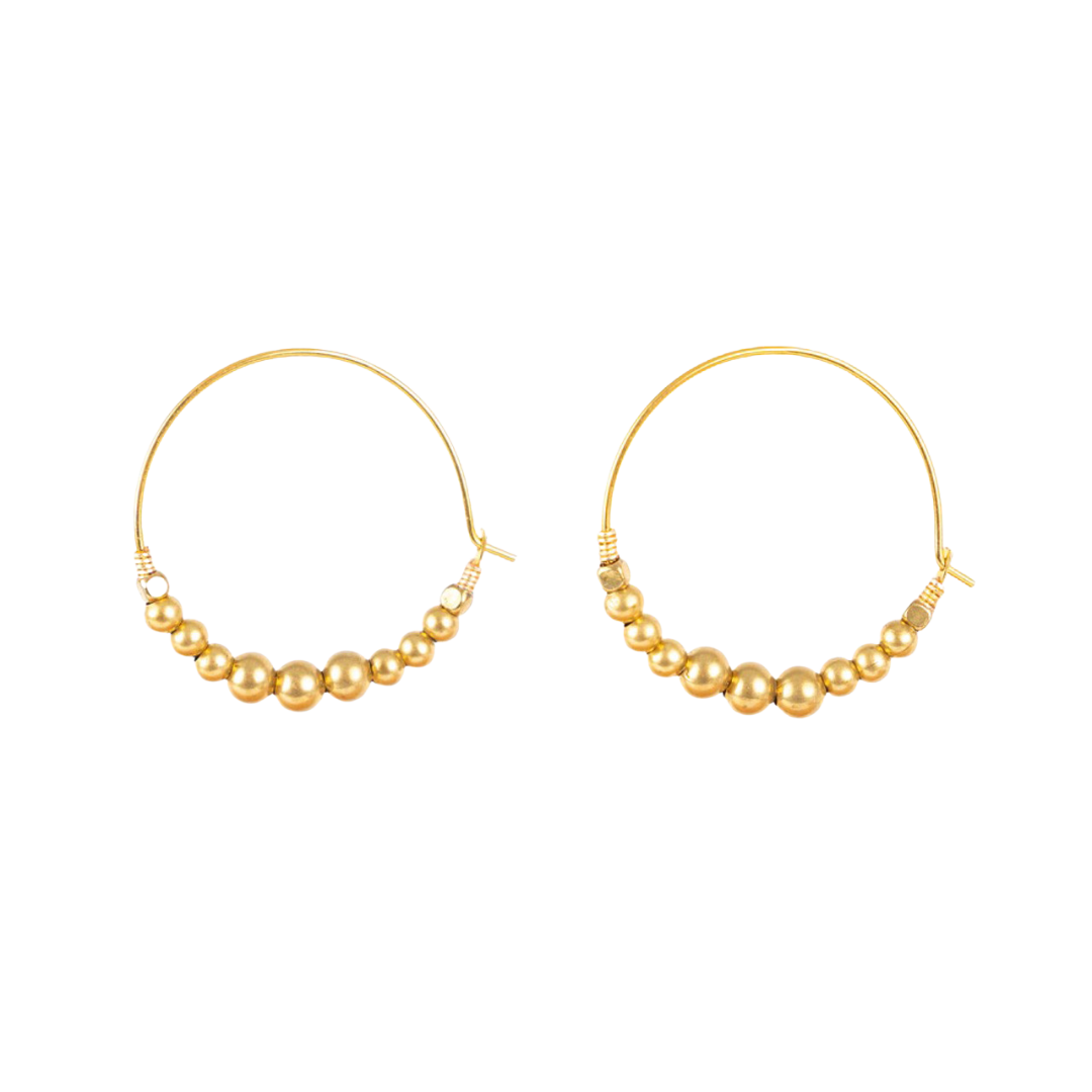 Brass Ball Hoop Earrings