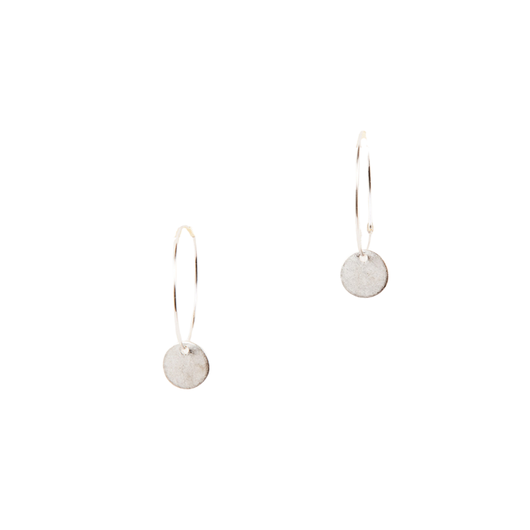 Hoop & Disc Earrings - Silver