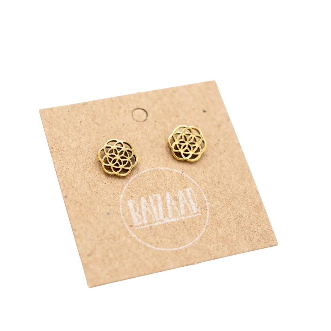 Brass Seed of Life Stud Earrings
