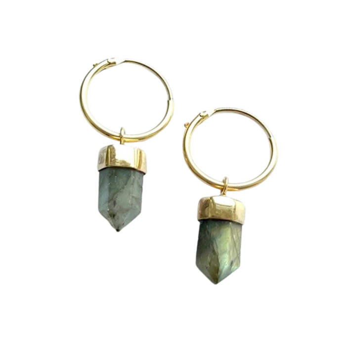 Brass Stone Point Mini Hoop Earrings