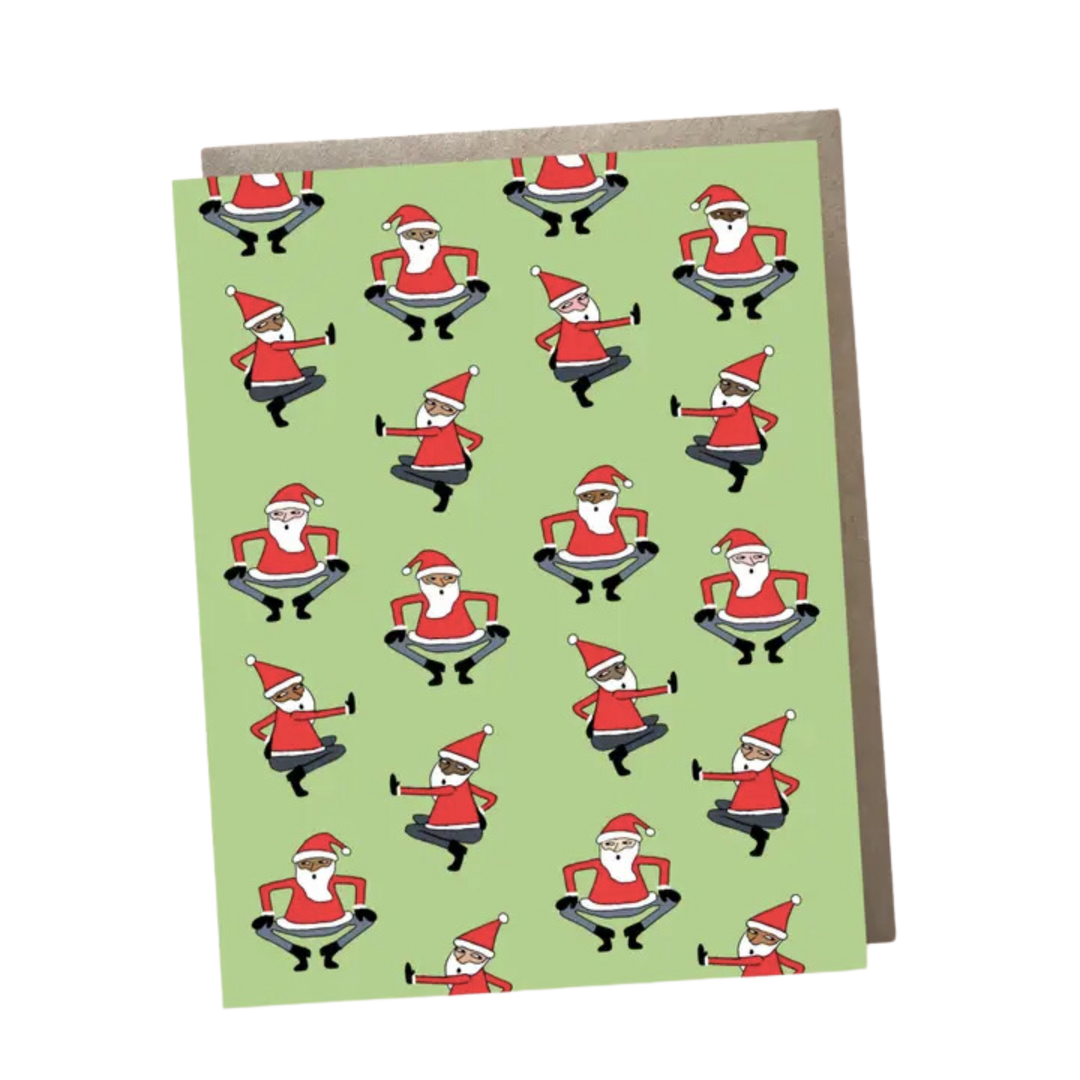 Dancing Santas Christmas Card