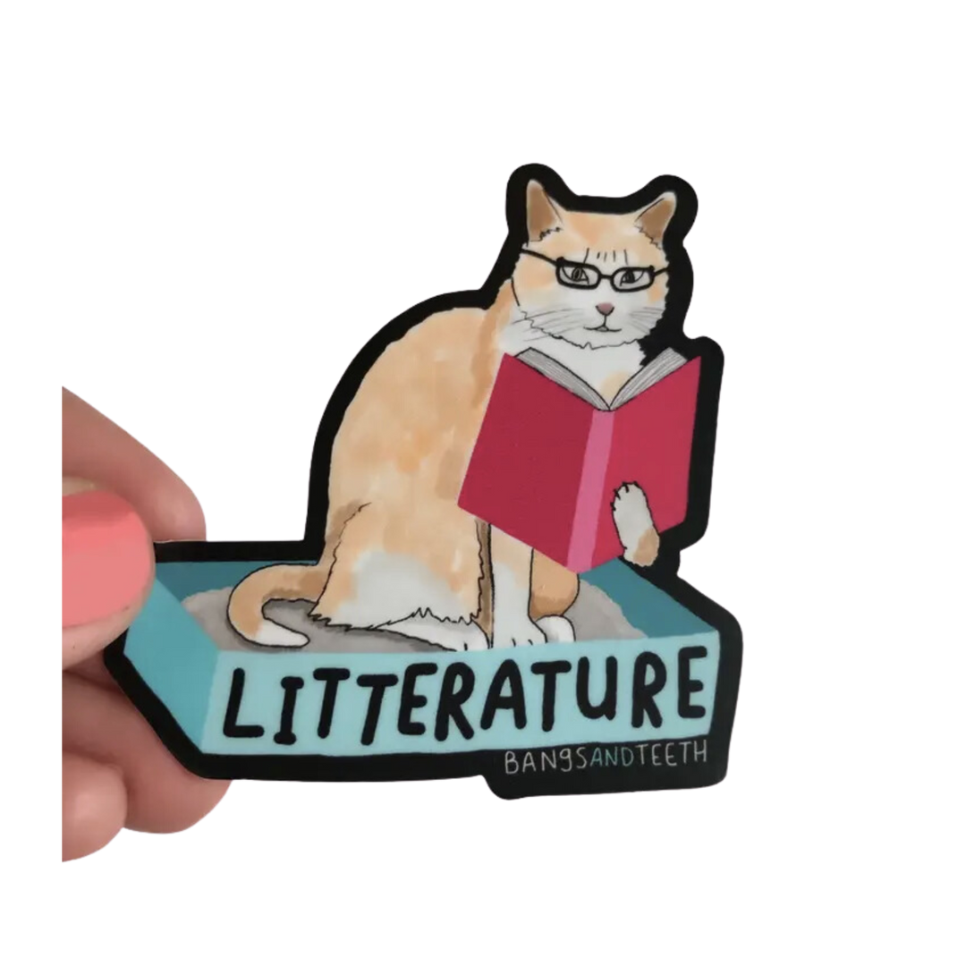 Literature Cat Book Sticker