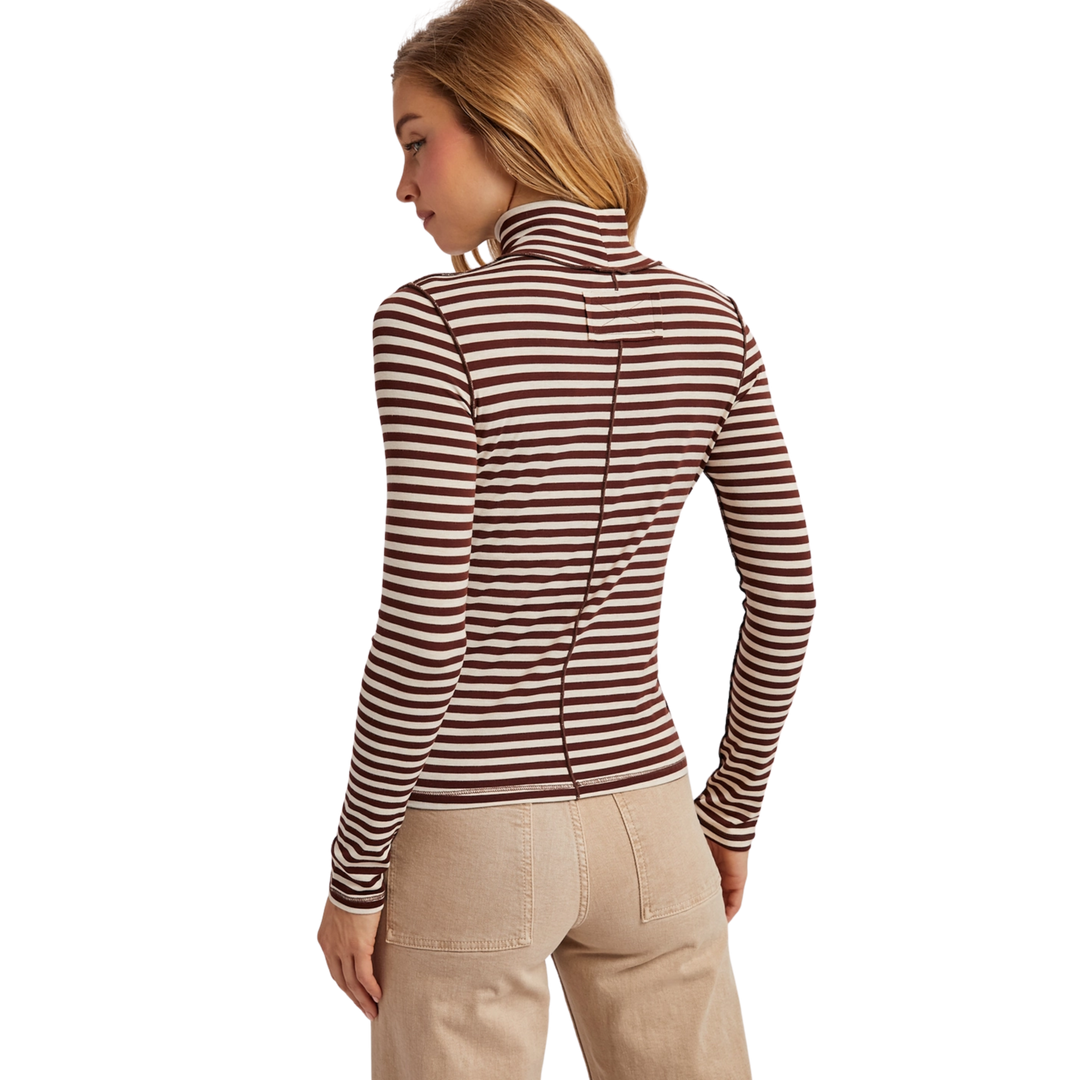 Striped Turtleneck Knit Top