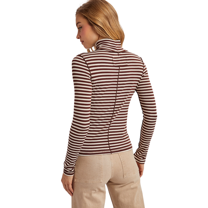Striped Turtleneck Knit Top