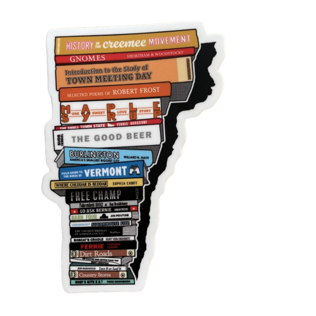 Vermont Book stack sticker