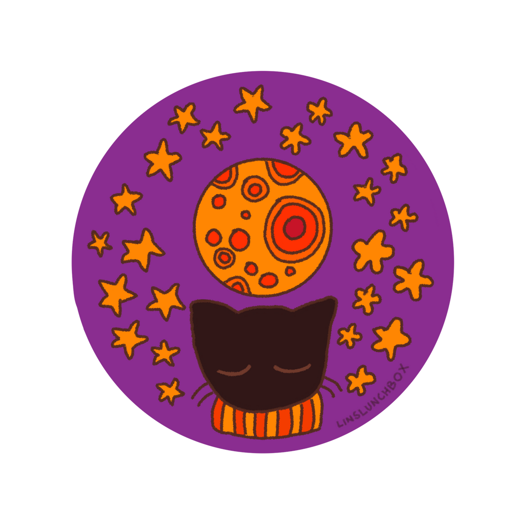 Cool Cat and the Moon Sticker