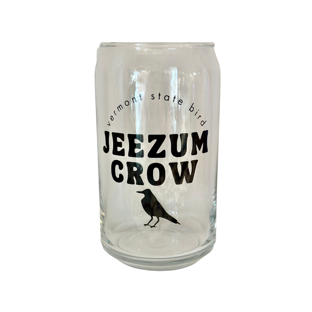 Jeezum Crow Vermont State 16oz Glass Can Dishwasher Safe