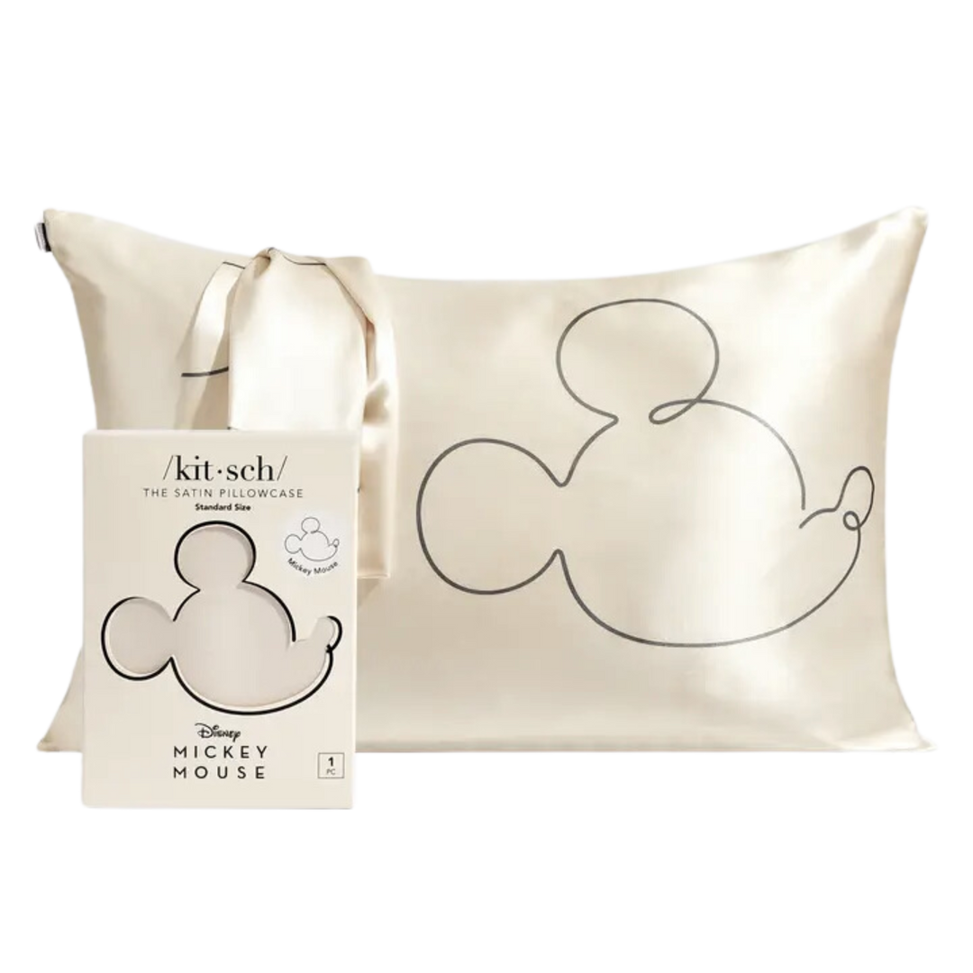 Kitsch & Mickey and Minnie Satin Pillowcase Mr. Mouse -Cream