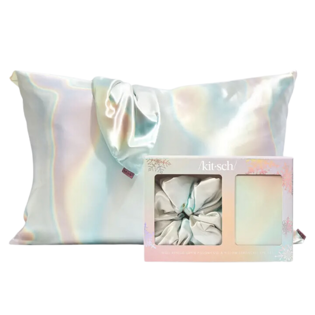 Aura Satin Pillowcase and Pillow Scrunchie Set