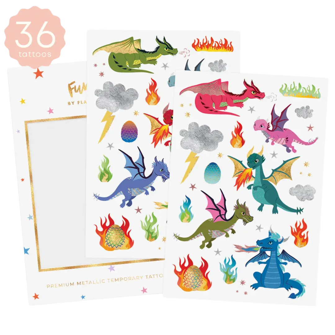 Dragons Kids Metallic Temporary Tattoo Pack | Kids Gift