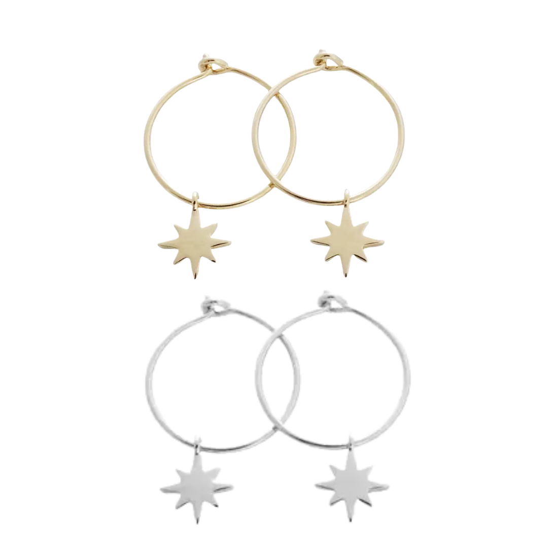 Magic Charm Starburst Hoops
