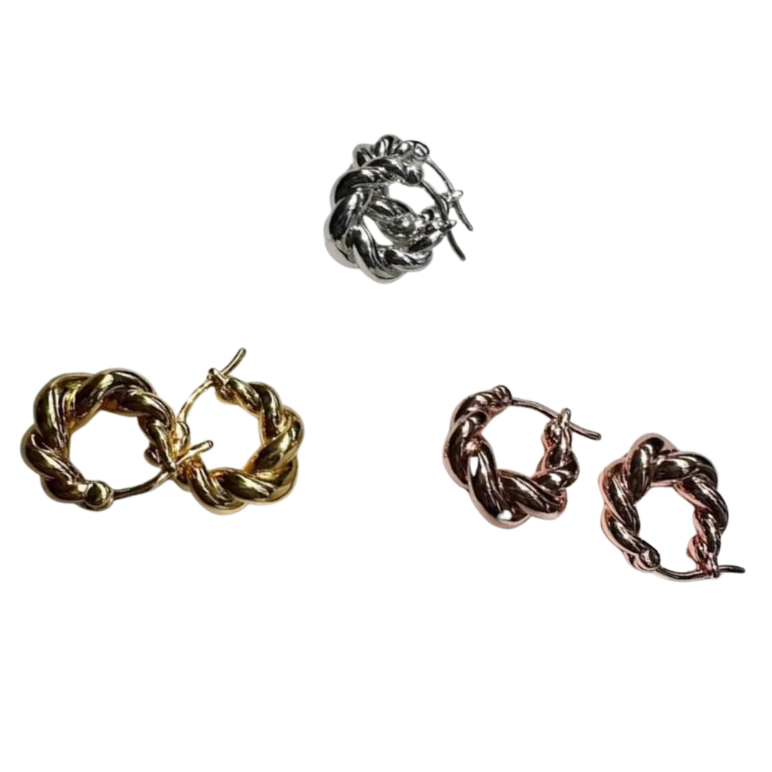 Puffy Twist Huggie Hoops