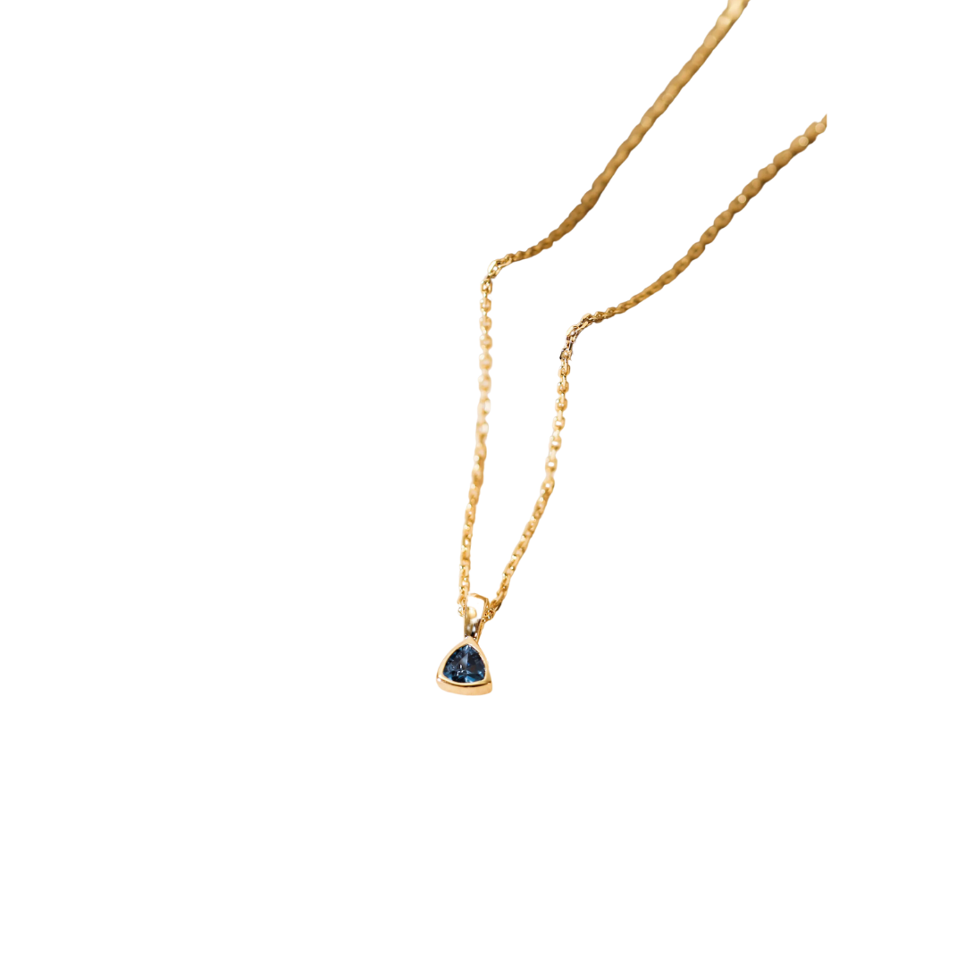 Rounded Corner Triangle Pendant Necklace - Blue