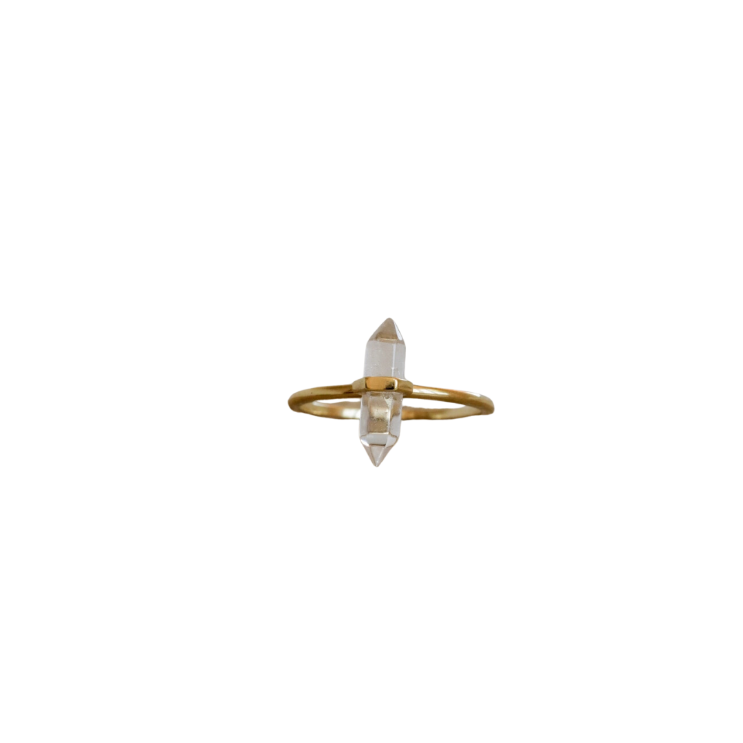 Gold Rings - Clear Quartz Point