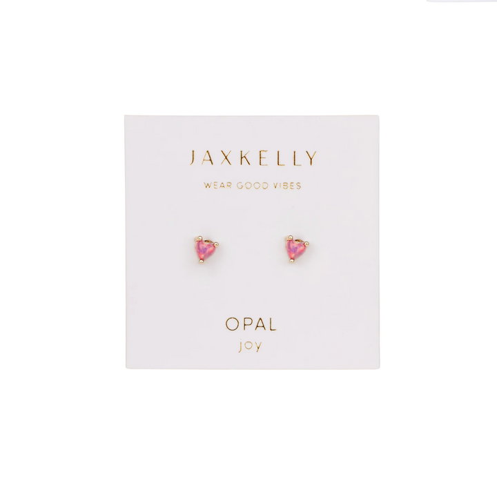 Tiny Opal Heart Earrings