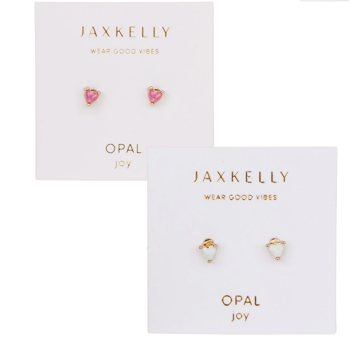 Tiny Opal Heart Earrings