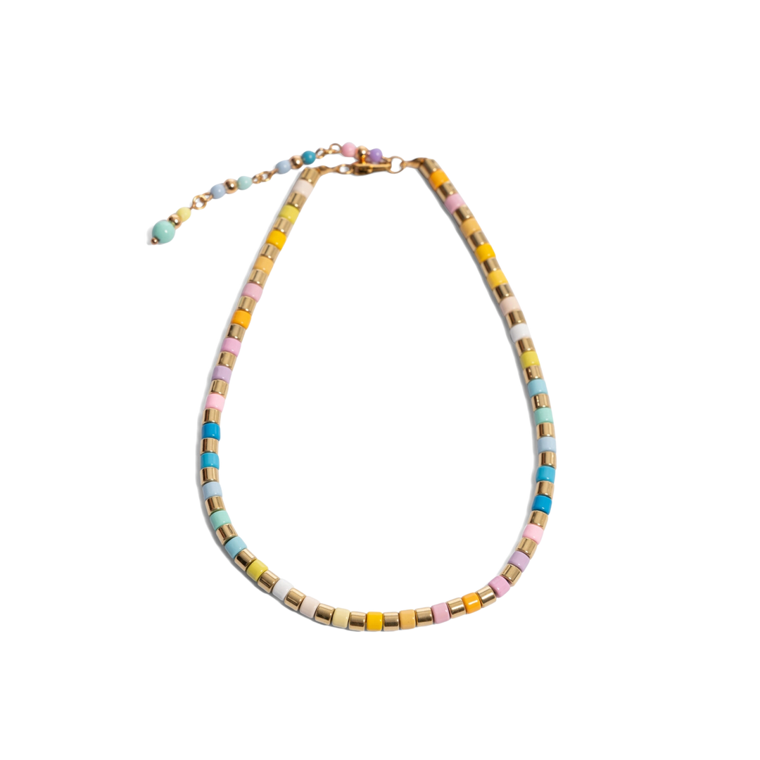 Pastel Gold Beaded Necklace