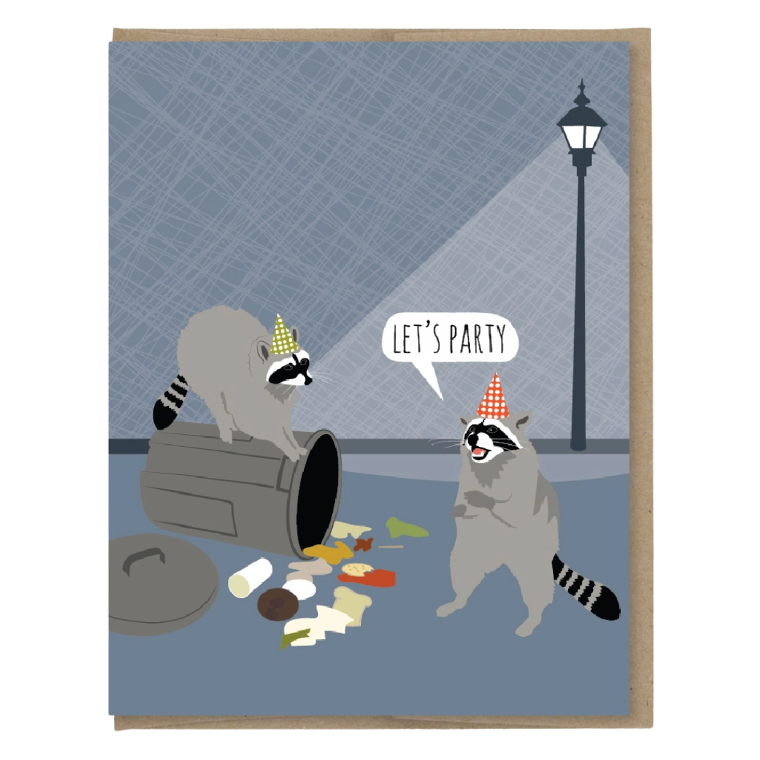 Raccoon Party Birthday Card