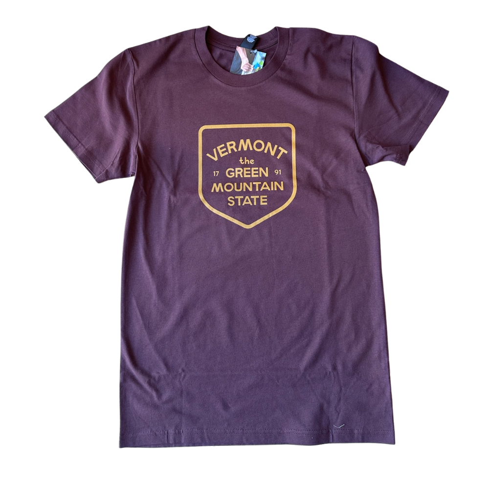 Vermont Badge Unisex Tee - Brown