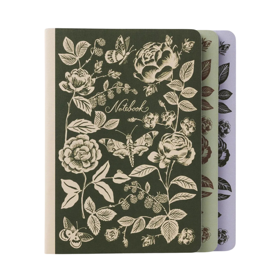 Assorted Set of 3 English Rose Notebooks