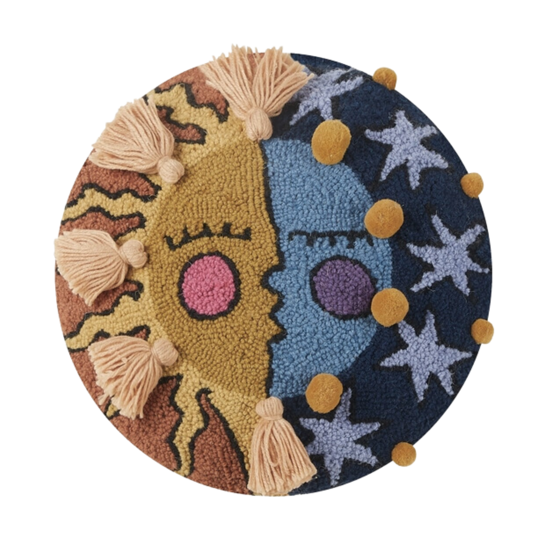 Day & Night W/Tassels & Pom Poms Hook Pillow