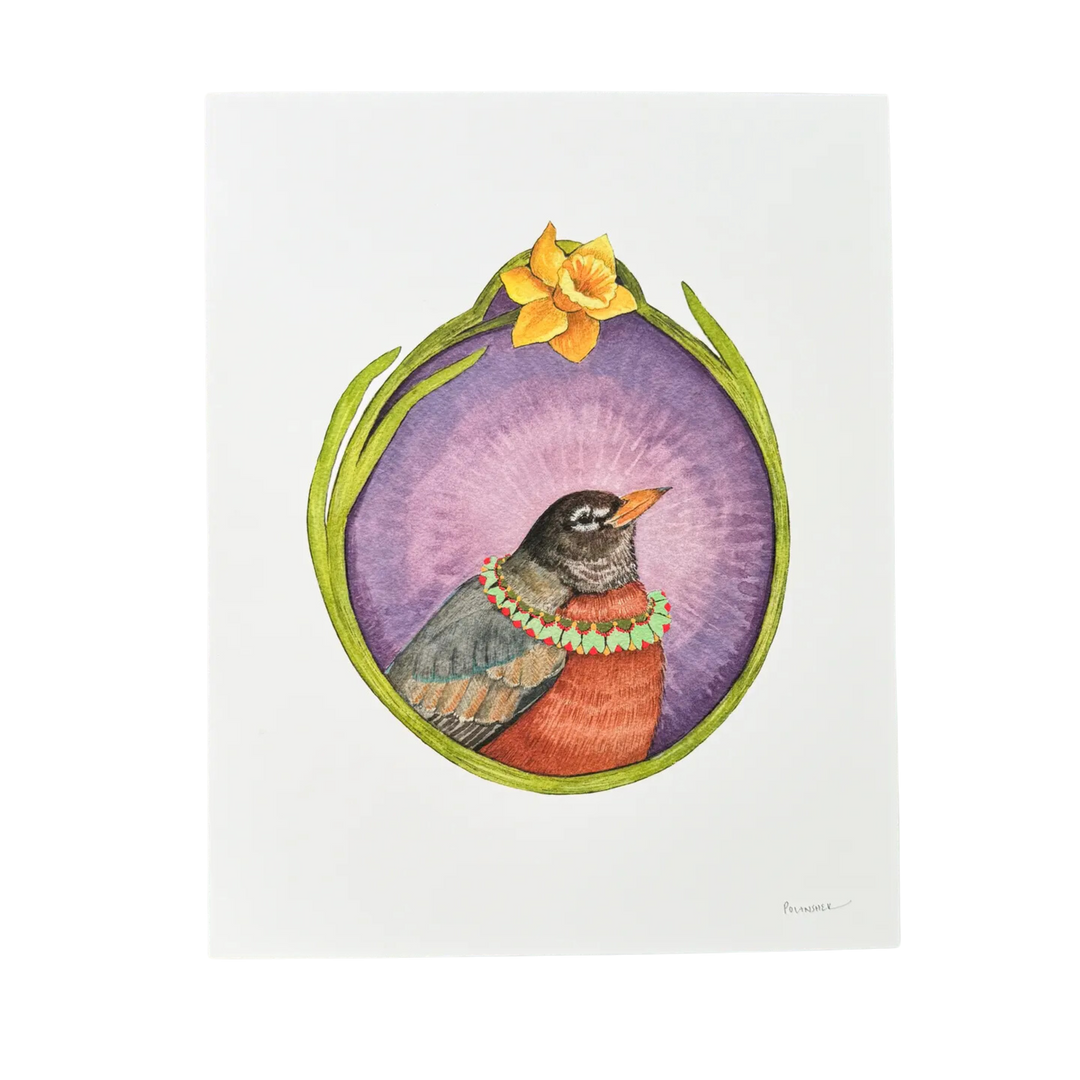 Floral Flight Crew: Robin of Daffodils 8"x10" Print