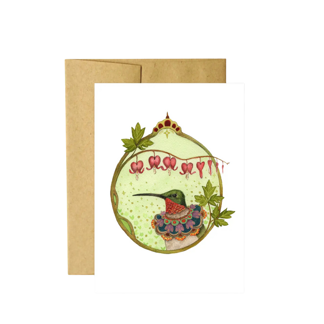 Hummingbird of Bleeding Hearts Card