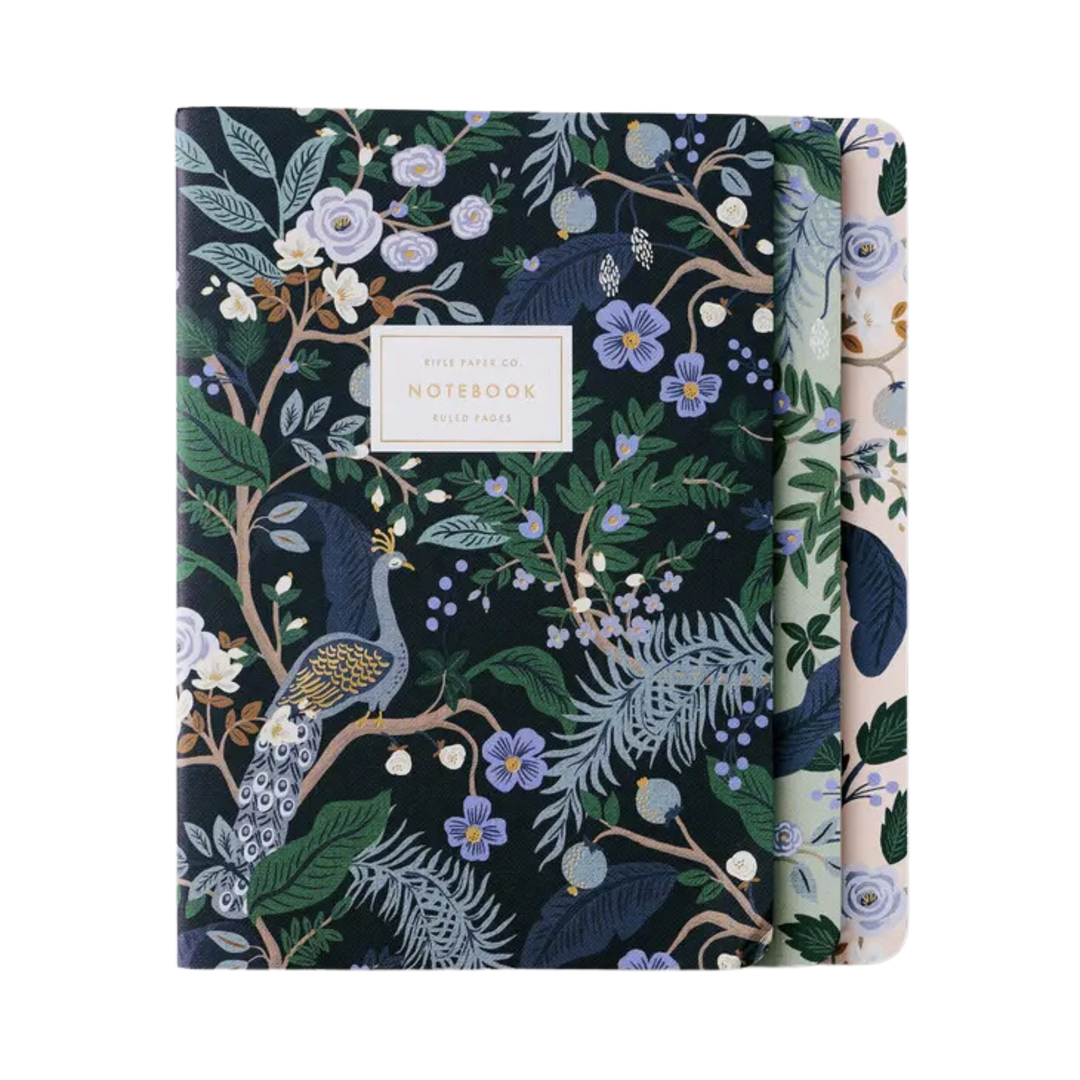 Assorted Set of 3 Peacock Notebooks