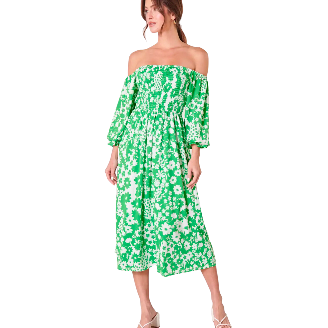 Kennedy Floral Denni Smocked Midi Dress