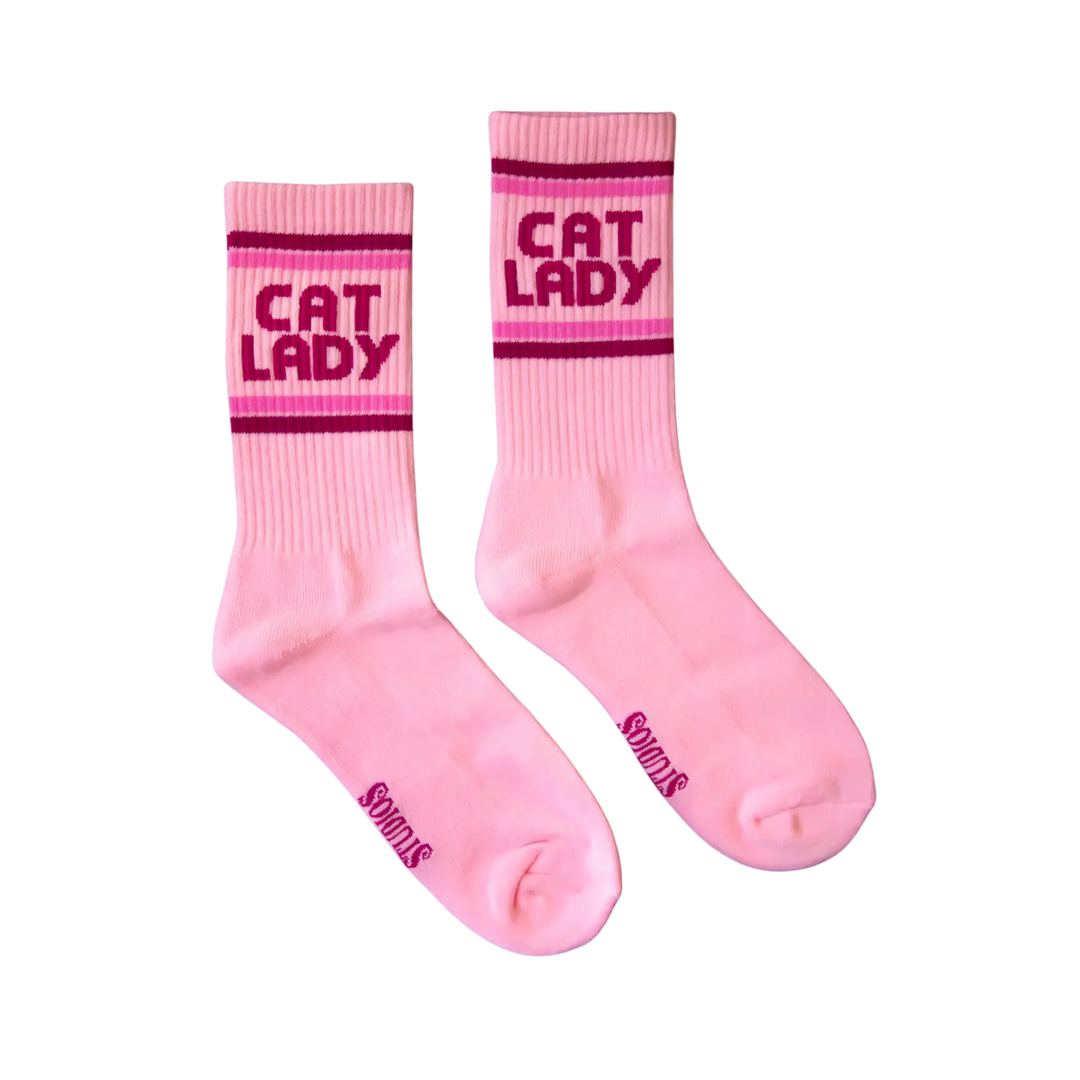 Cat Lady Striped Ribbed Crew Socks