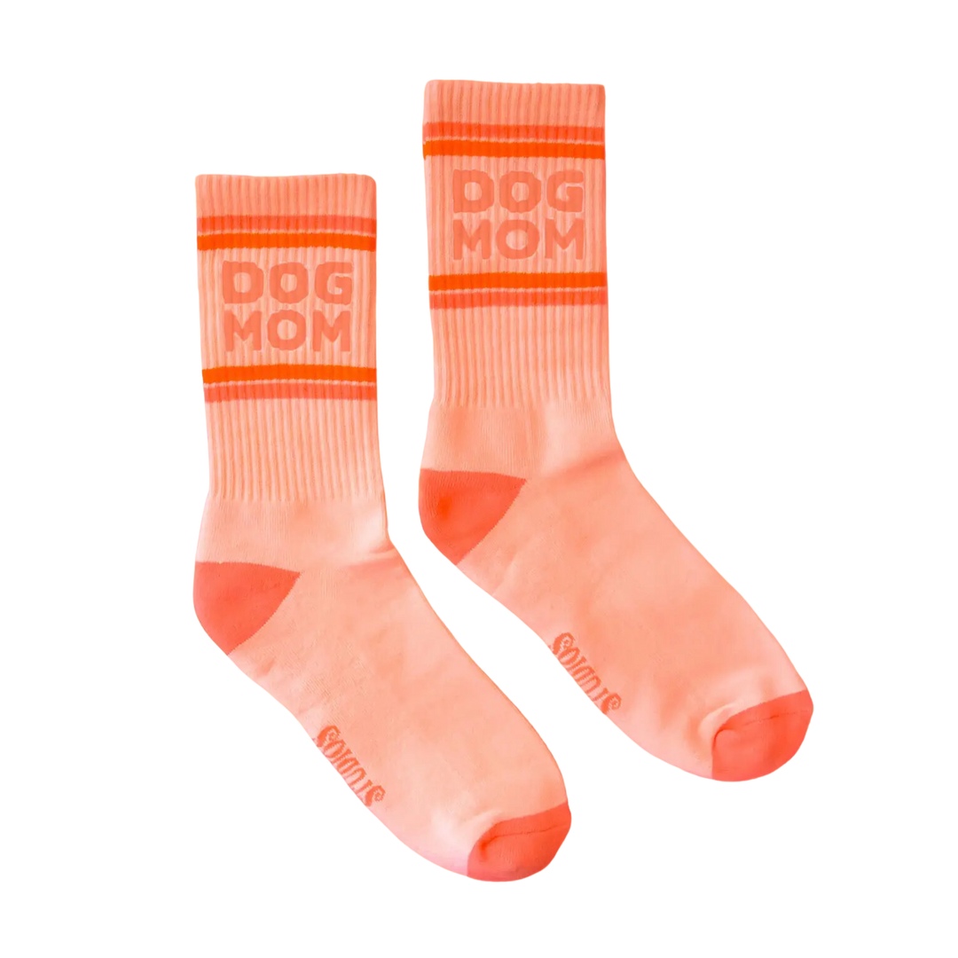 Dog Mom Striped Ribbed Crew Socks