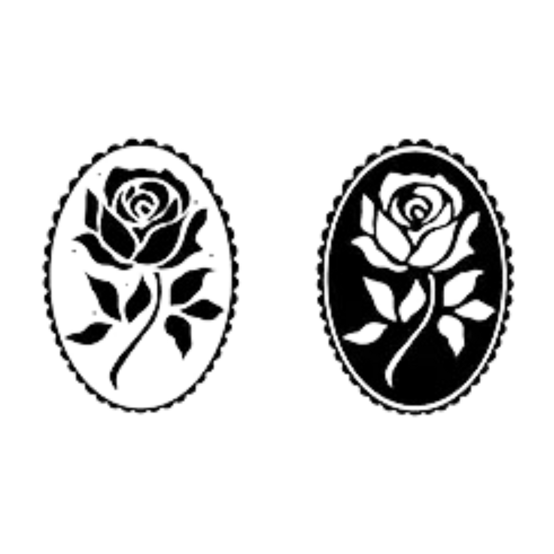 Floral Cameos Tattoo Pair