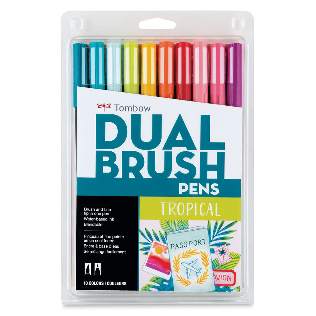 Dual Brush Pen Art Markers: Tropical - 10-Pack