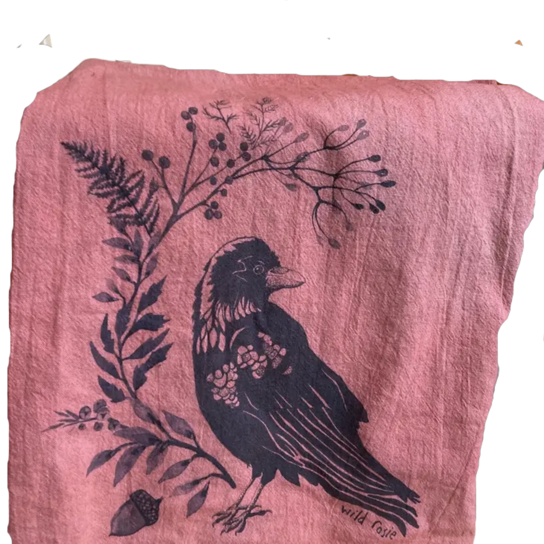 Forest Crow Hand Dyed Tea Towel