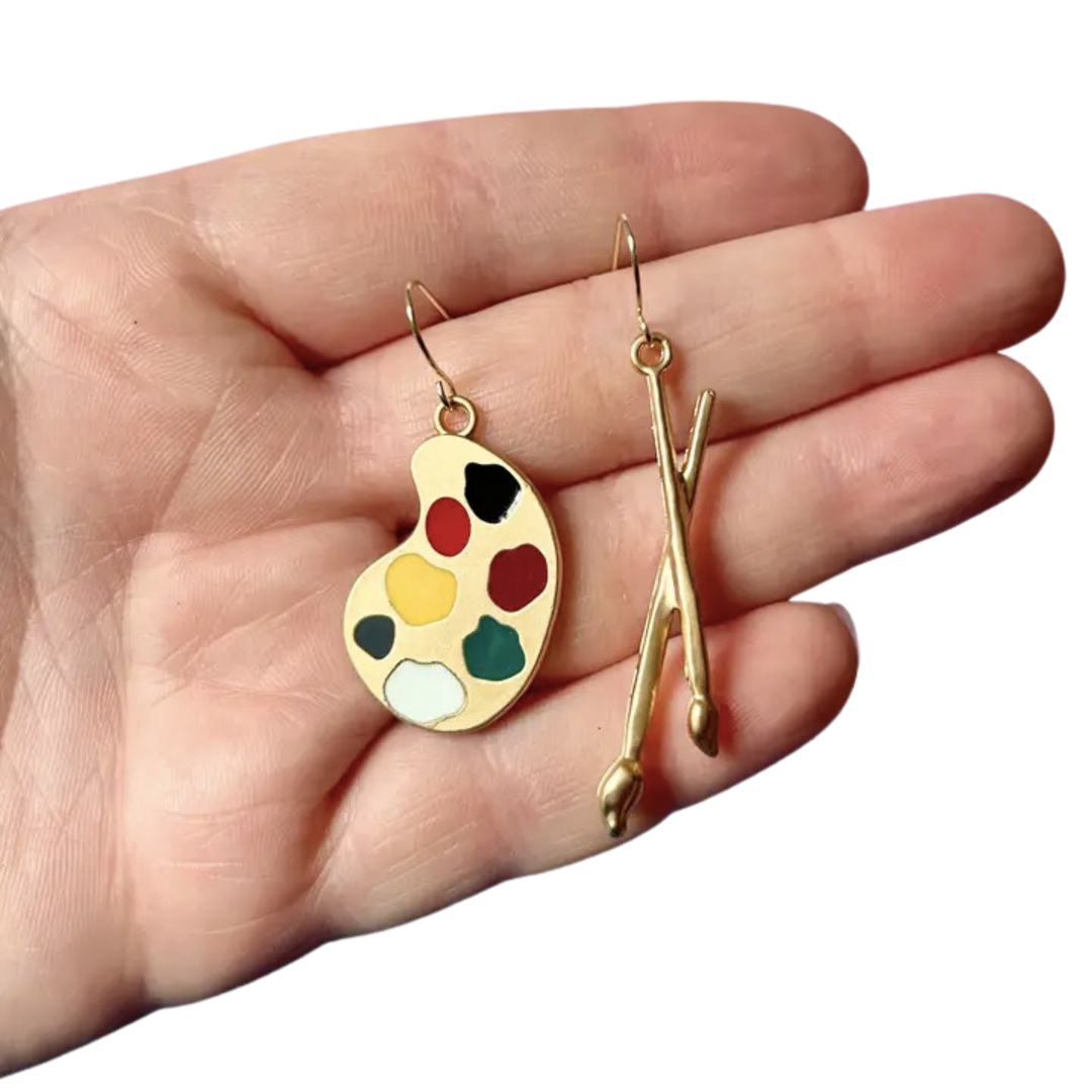 Gold Paint Palette Earrings