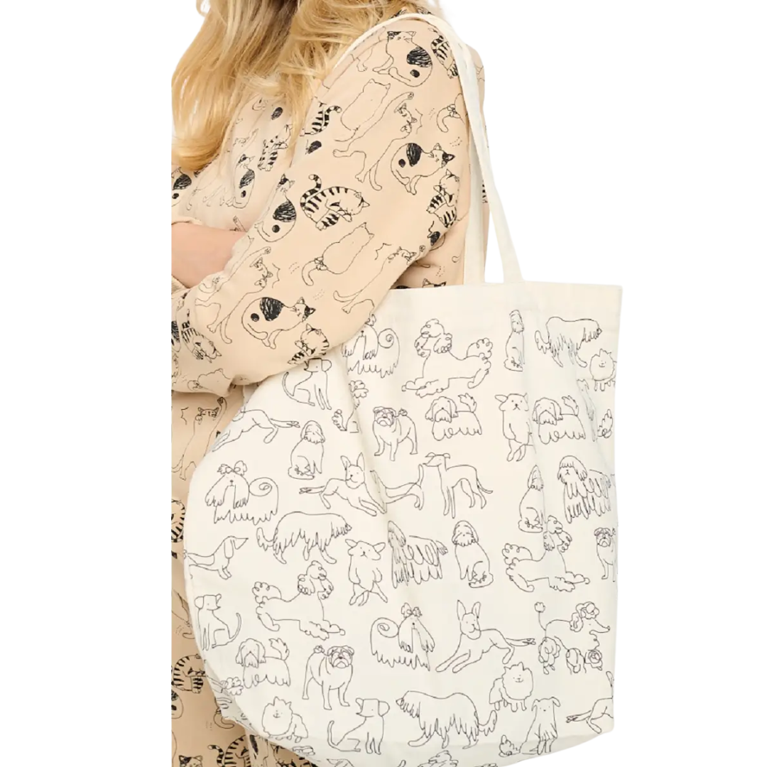 Different Breed Dog Print Tote Bag
