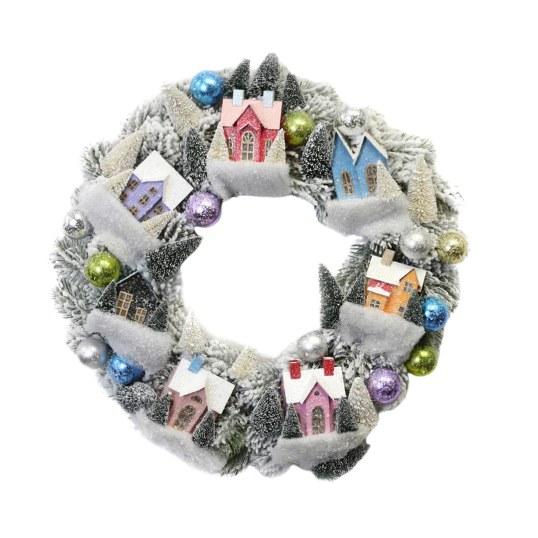 Frosted Village Wreath