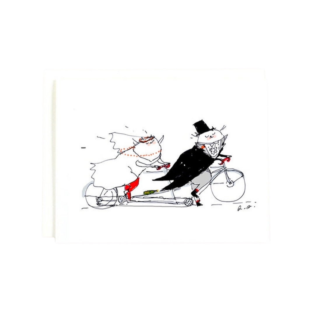 Bike Wedding Cat Card