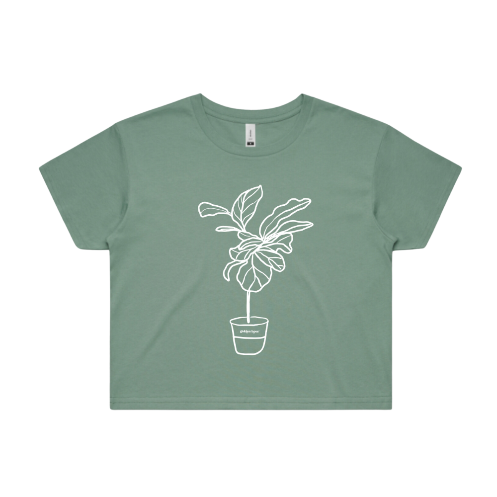 Fiddle Leaf Fig Golden Hour Sage Crop Top