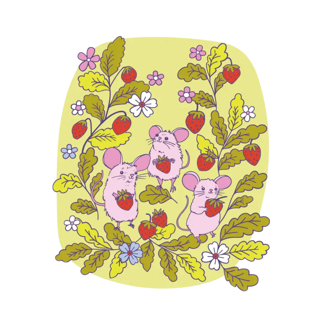Strawberry Mice Print