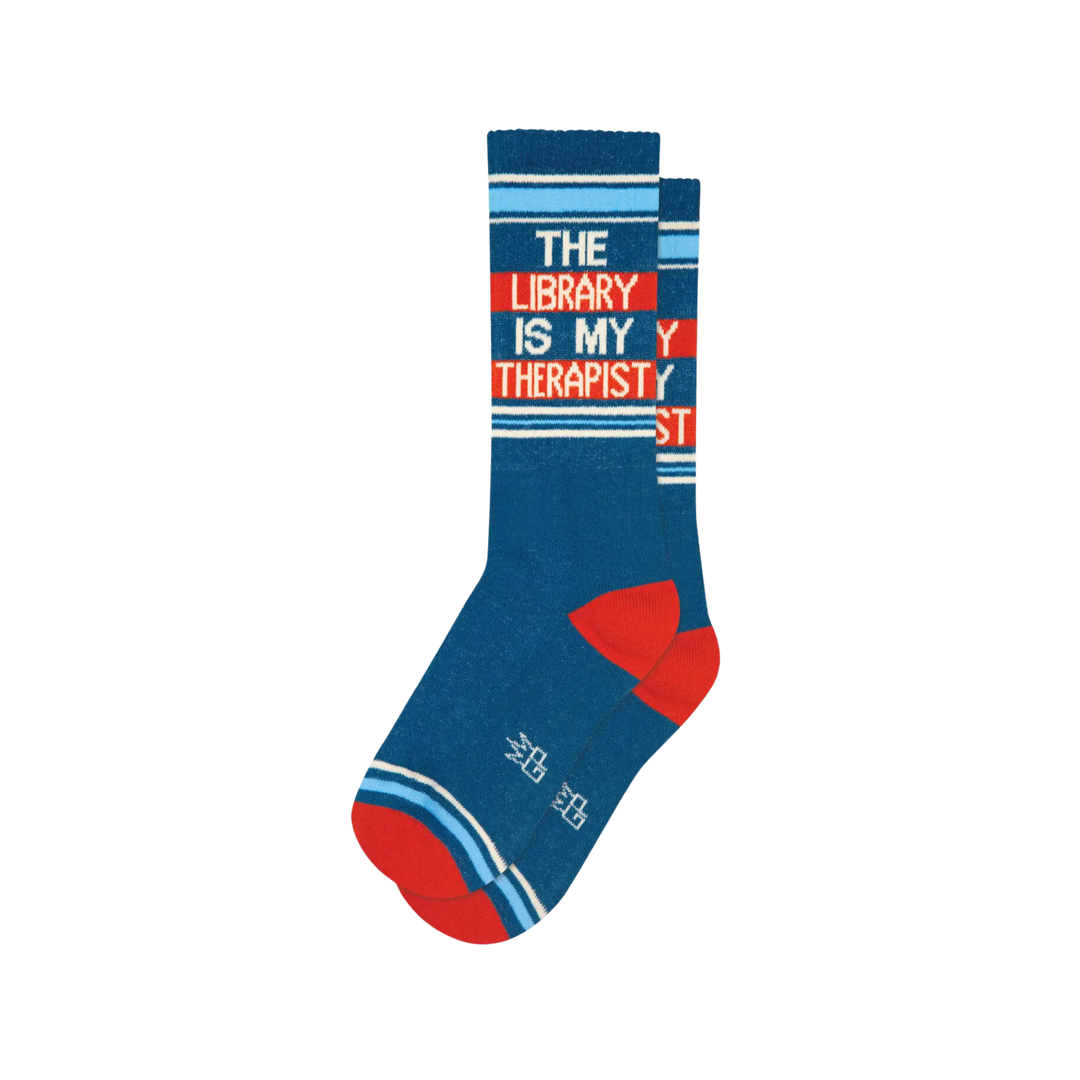 The Library Is My Therapist Gym Crew Socks