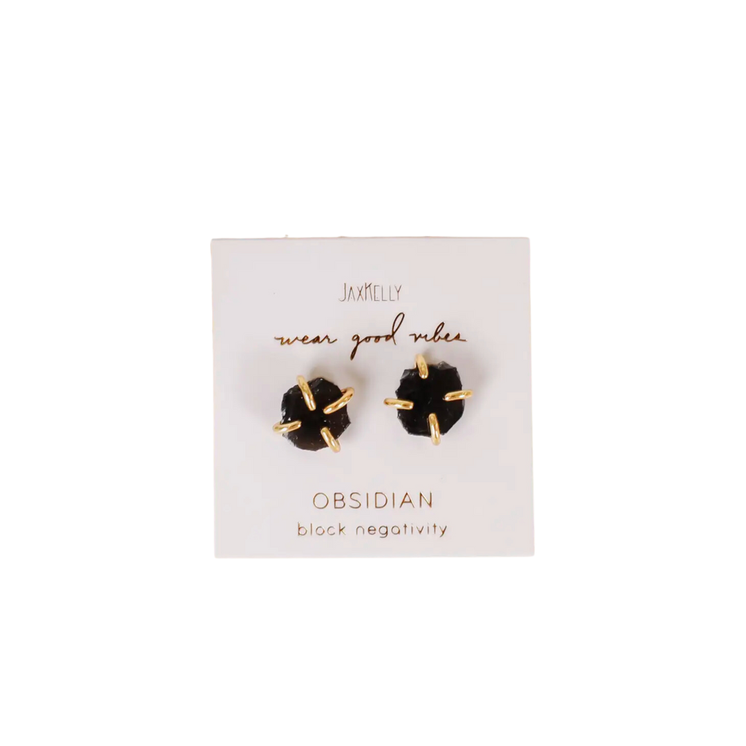 Obsidian Gemstone Prong Earrings