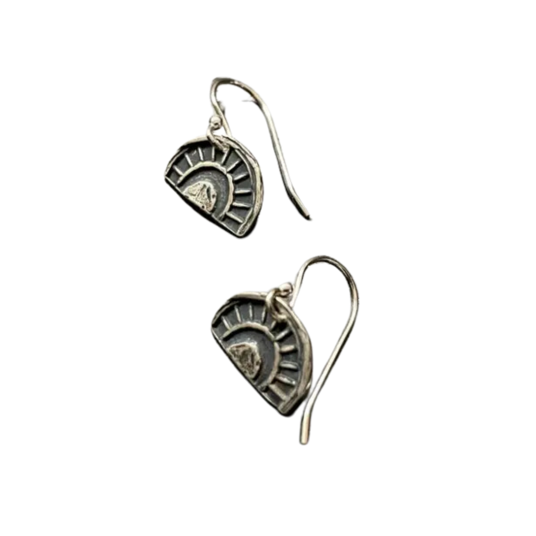 Tiny Silver "Sun-Bow" Earrings (downward, "Sunburst")