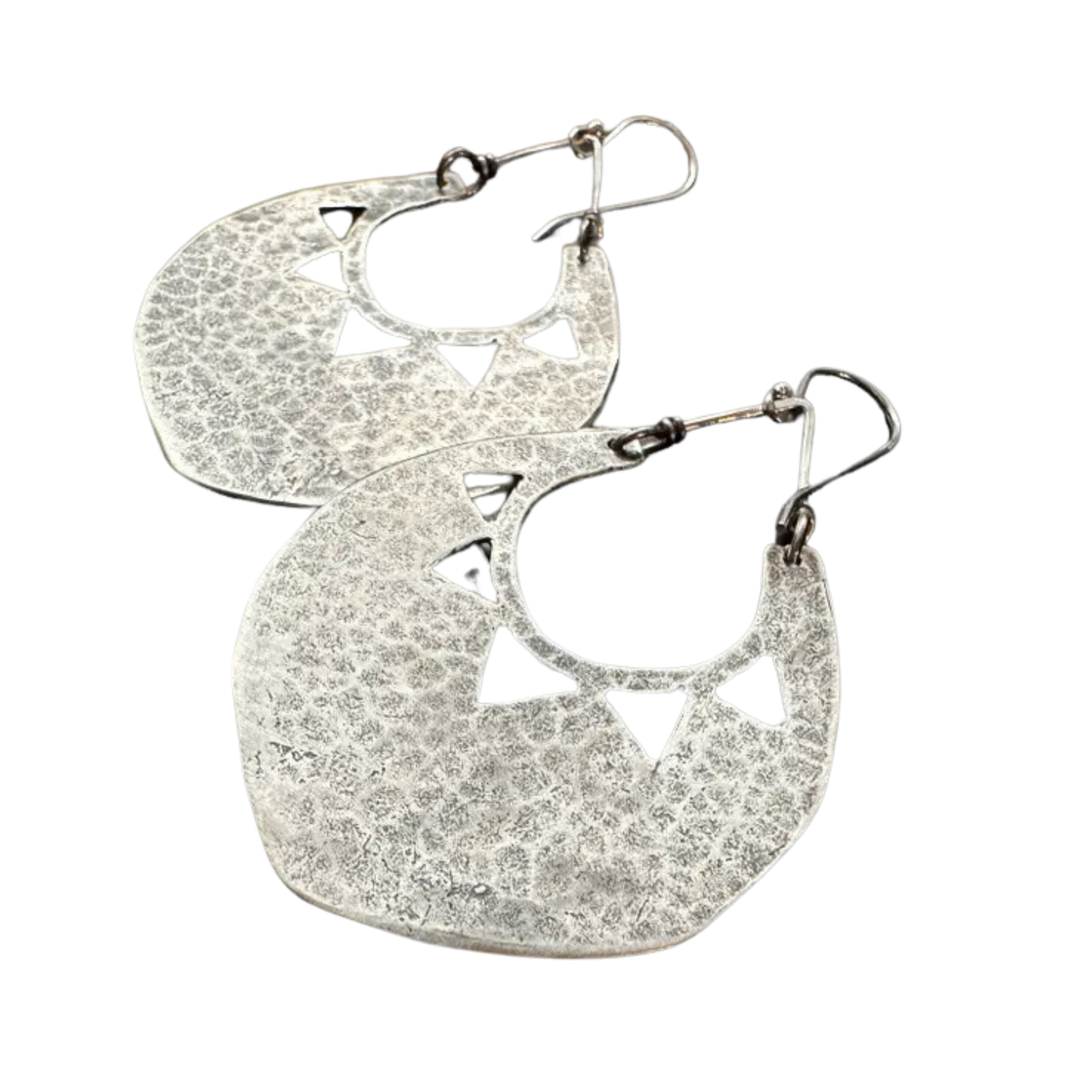 Sun Shield Earrings - Silver