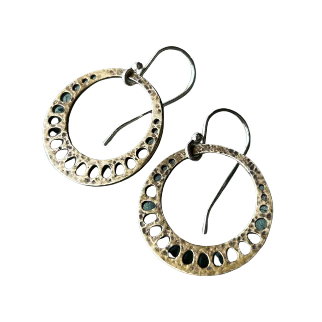 Tiny Lotus Root Earrings in Brass