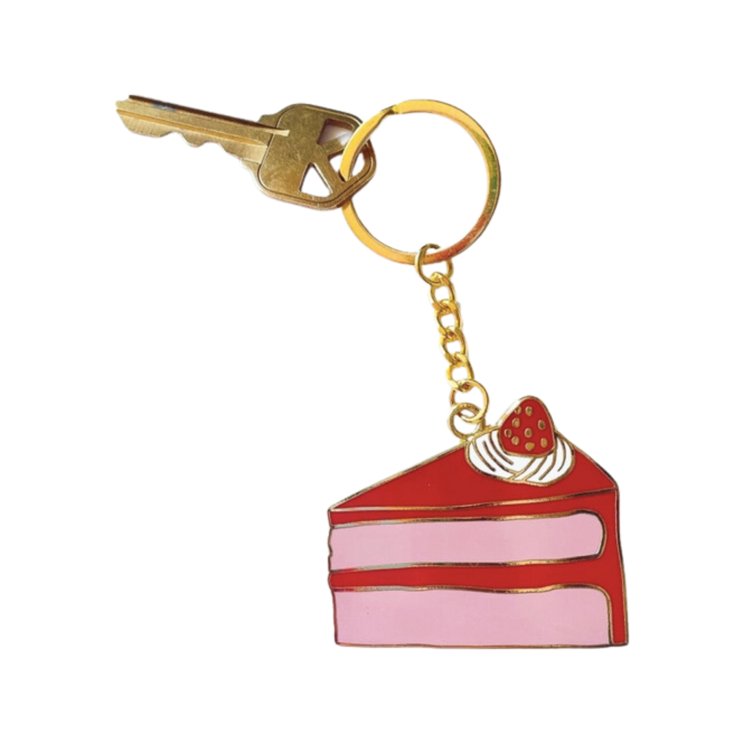 Cake Slice Enamel Keychain