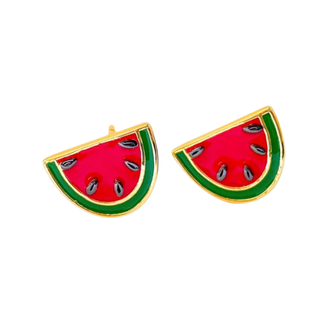 Watermelon Enamel Earrings