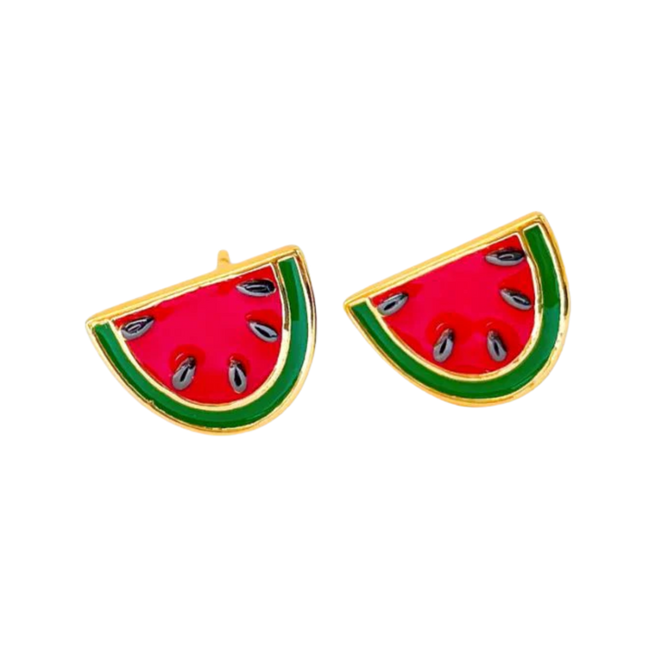 Watermelon Enamel Earrings